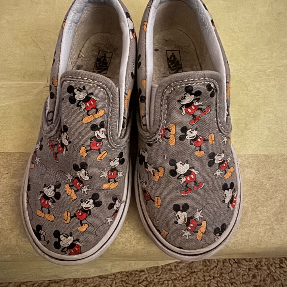 Disney Kids Slip-On Shoes - Gray with Mickey Mouse